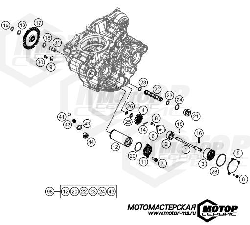 KTM Enduro 250 EXC-F 2018 LUBRICATING SYSTEM