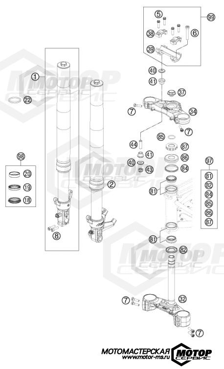 KTM Naked 690 Duke ABS White 2016 FRONT FORK, TRIPLE CLAMP