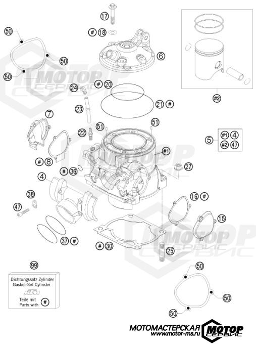 KTM Enduro 250 XC 2016 CYLINDER, CYLINDER HEAD