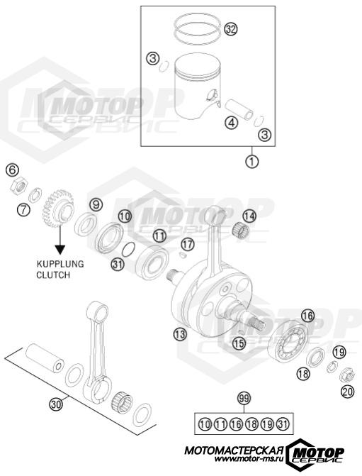 KTM MX 250 SX 2016 CRANKSHAFT, PISTON