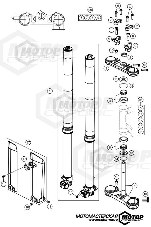 KTM MX 85 SX 19/16 2016 FRONT FORK, TRIPLE CLAMP