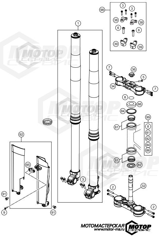 KTM Enduro 350 EXC-F Factory Edition 2015 FRONT FORK, TRIPLE CLAMP