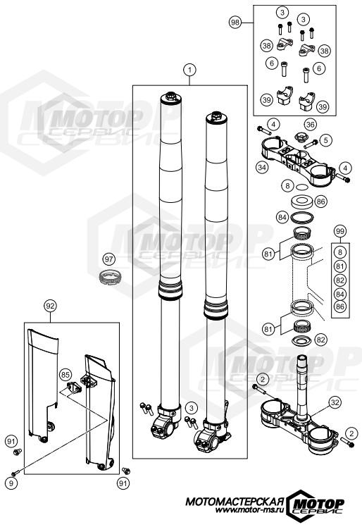 KTM Enduro 500 EXC Six Days 2015 FRONT FORK, TRIPLE CLAMP