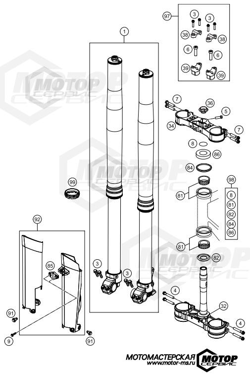 KTM Enduro 450 EXC Factory Edition 2015 FRONT FORK, TRIPLE CLAMP