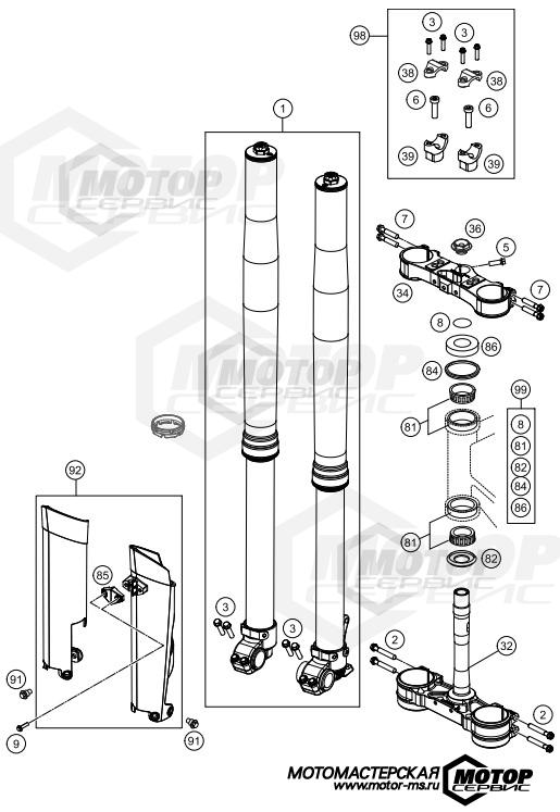 KTM Enduro 300 EXC Factory Edition 2015 FRONT FORK, TRIPLE CLAMP