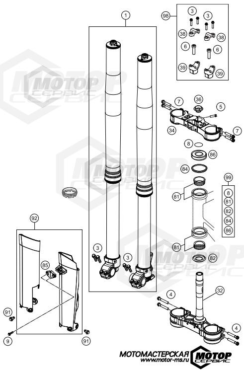 KTM Enduro 125 EXC Factory Edition 2015 FRONT FORK, TRIPLE CLAMP
