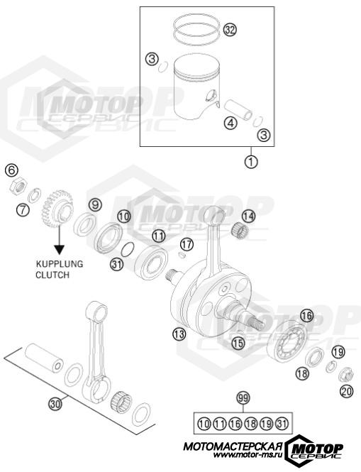 KTM Enduro 250 XC 2015 CRANKSHAFT, PISTON