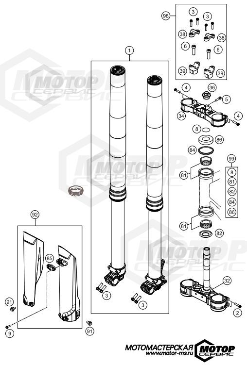 KTM MX 350 SX-F 2015 FRONT FORK, TRIPLE CLAMP