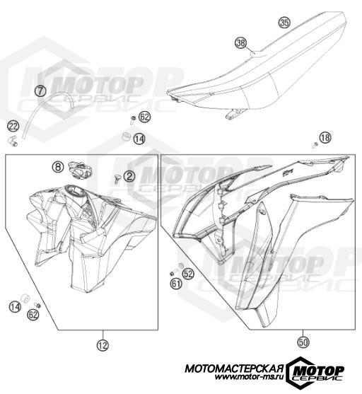 KTM MX 350 SX-F 2015 TANK, SEAT, COVER