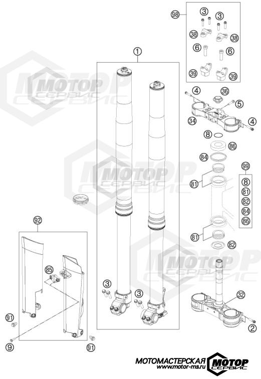 KTM MX 250 SX 2015 FRONT FORK, TRIPLE CLAMP