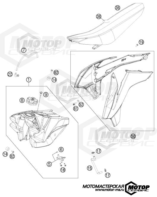 KTM MX 250 SX 2015 TANK, SEAT, COVER