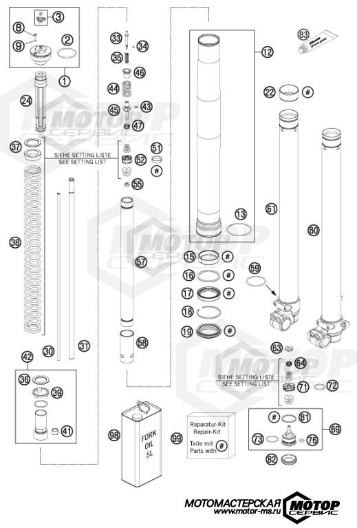 KTM MX 85 SX 17/14 2015 FRONT FORK DISASSEMBLED