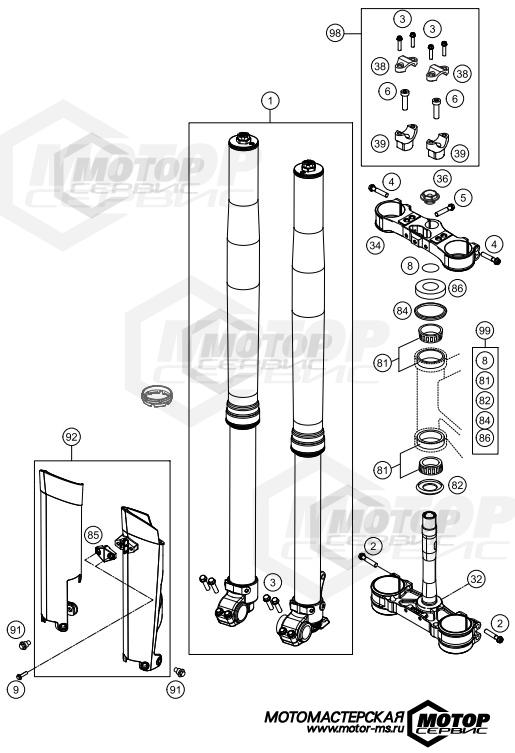 KTM Enduro 350 EXC-F Six Days 2014 FRONT FORK, TRIPLE CLAMP