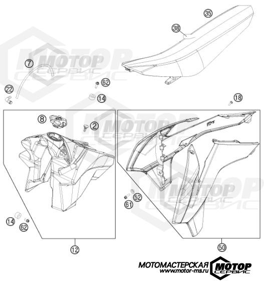 KTM MX 250 SX-F 2014 TANK, SEAT, COVERS