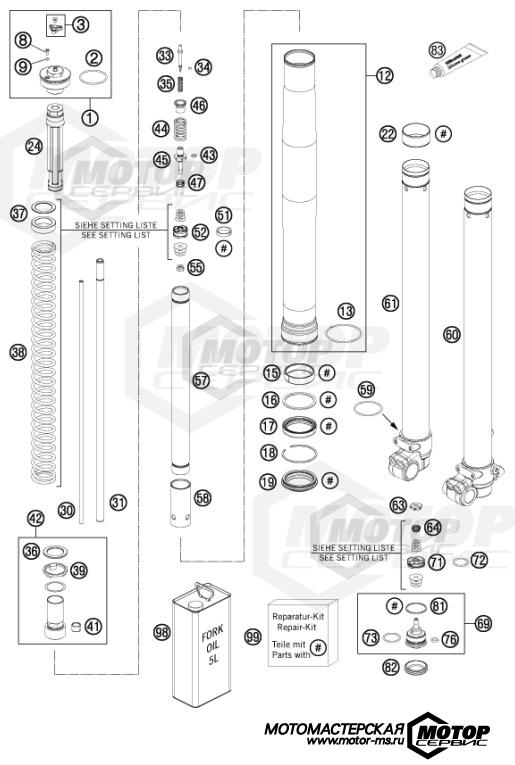 KTM MX 85 SX 19/16 2014 FRONT FORK DISASSEMBLED