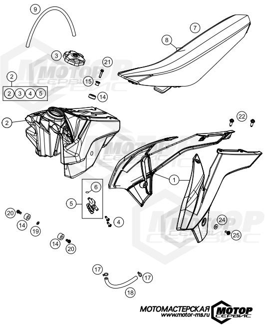KTM MX 85 SX 19/16 2014 TANK, SEAT, COVERS