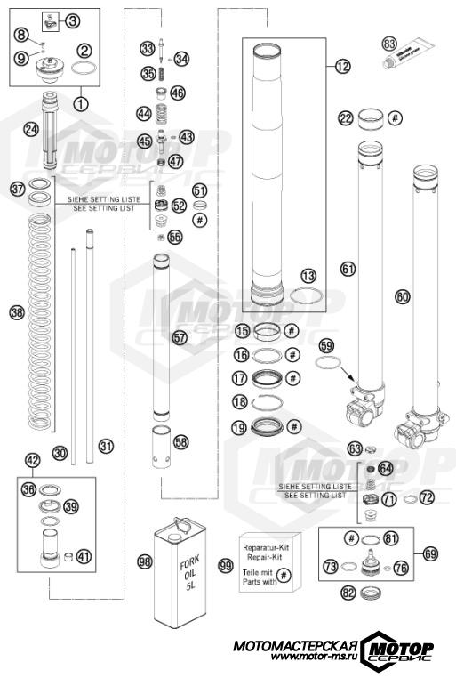 KTM MX 85 SX 17/14 2014 FRONT FORK DISASSEMBLED