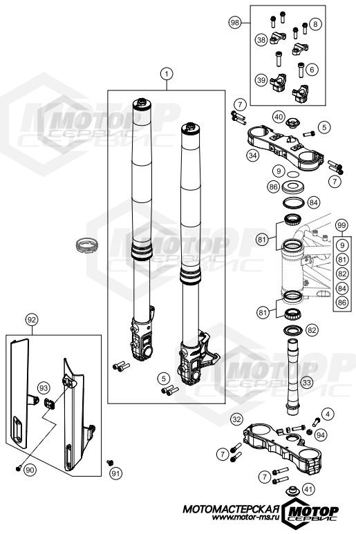 KTM Supermoto 690 SMC R ABS 2014 FRONT FORK, TRIPLE CLAMP