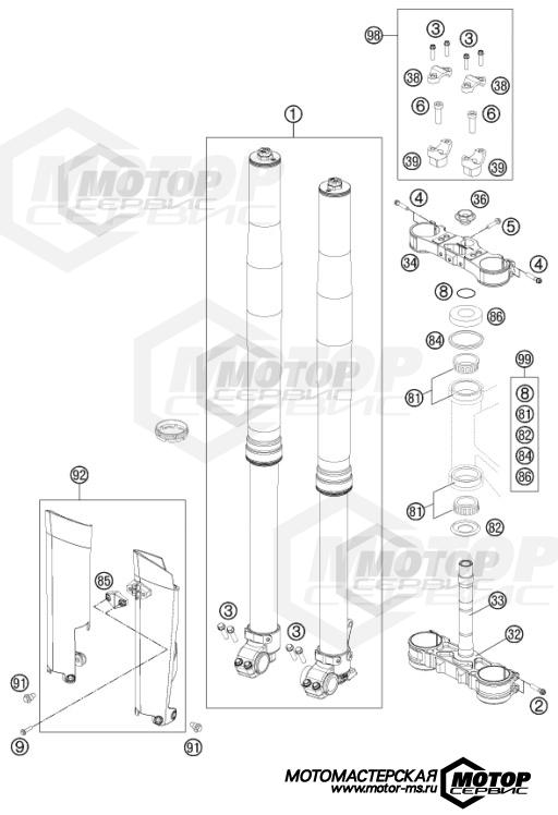 KTM Supermoto 450 SMR 2014 FRONT FORK, TRIPLE CLAMP