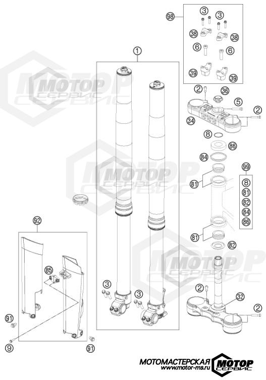 KTM Enduro 350 EXC-F 2013 FRONT FORK, TRIPLE CLAMP