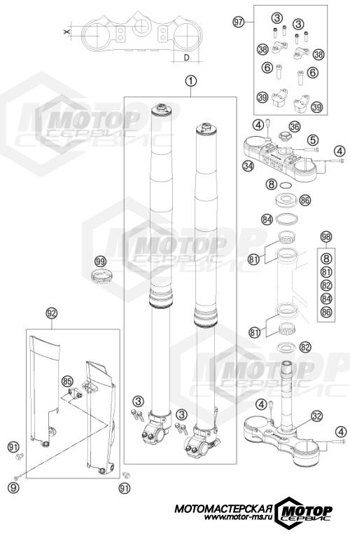 KTM Enduro 500 EXC 2013 FRONT FORK, TRIPLE CLAMP