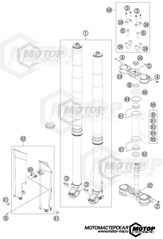 KTM MX 250 SX-F 2013 FRONT FORK, TRIPLE CLAMP