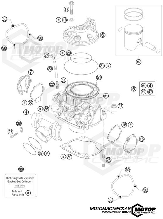 KTM MX 250 SX 2013 CYLINDER, CYLINDER HEAD