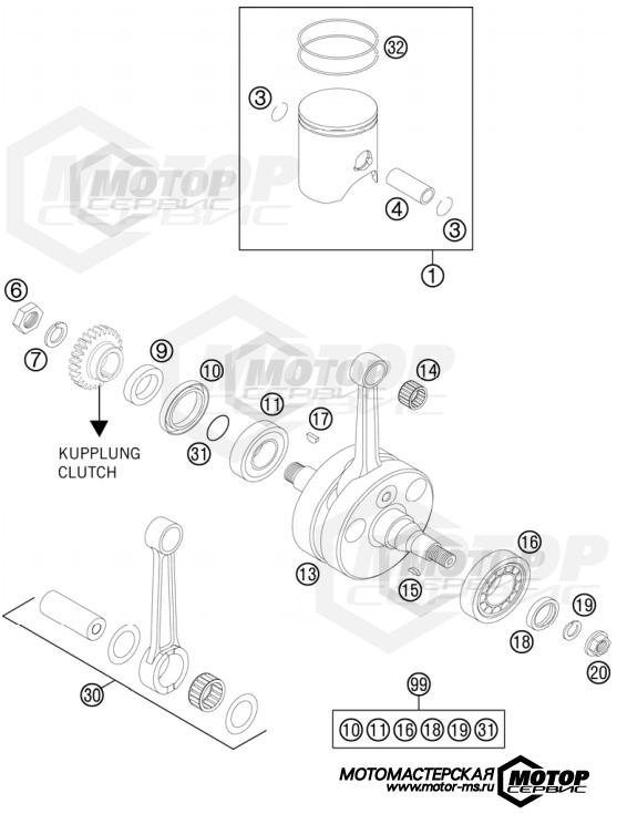KTM MX 250 SX 2013 CRANKSHAFT, PISTON