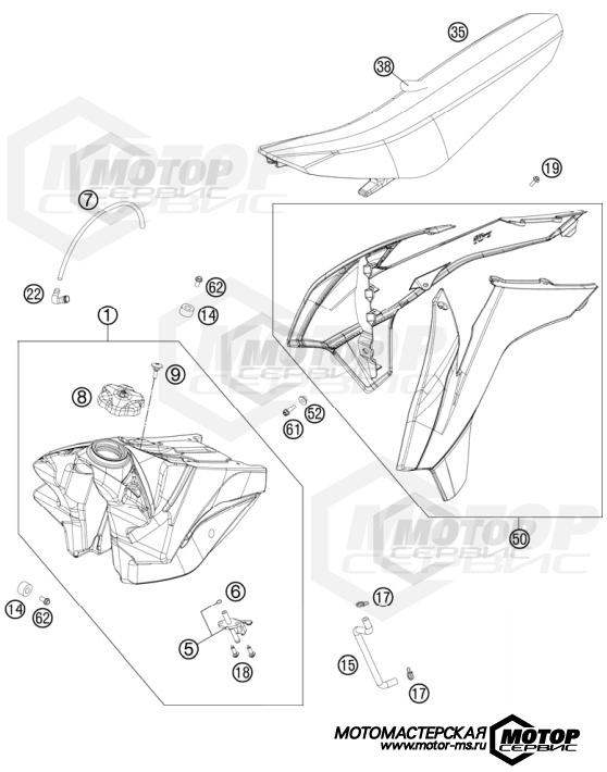 KTM MX 250 SX 2013 TANK, SEAT, COVERS