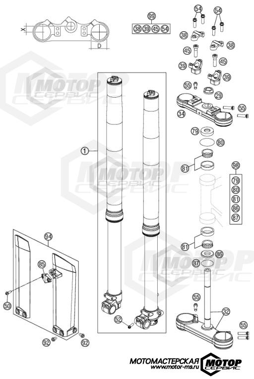 KTM MX 85 SX 19/16 2013 FRONT FORK, TRIPLE CLAMP