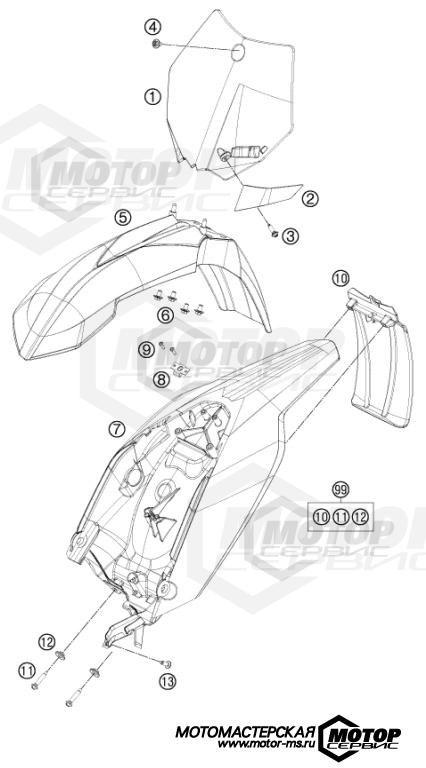 KTM MX 65 SX 2013 MASK, FENDERS