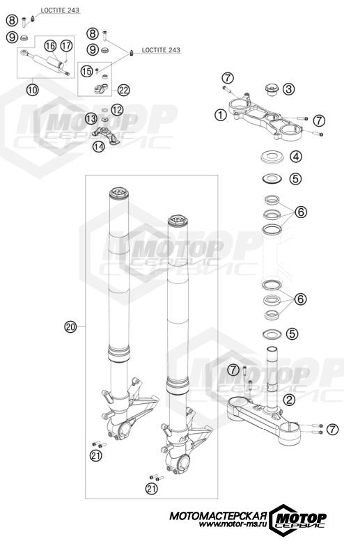 KTM Supersport 1190 RC8 R Track 2012 FRONT FORK, TRIPLE CLAMP