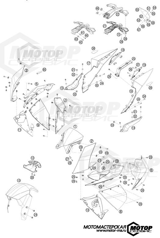 KTM Supersport 1190 RC8 R Track 2012 MASK, FENDERS