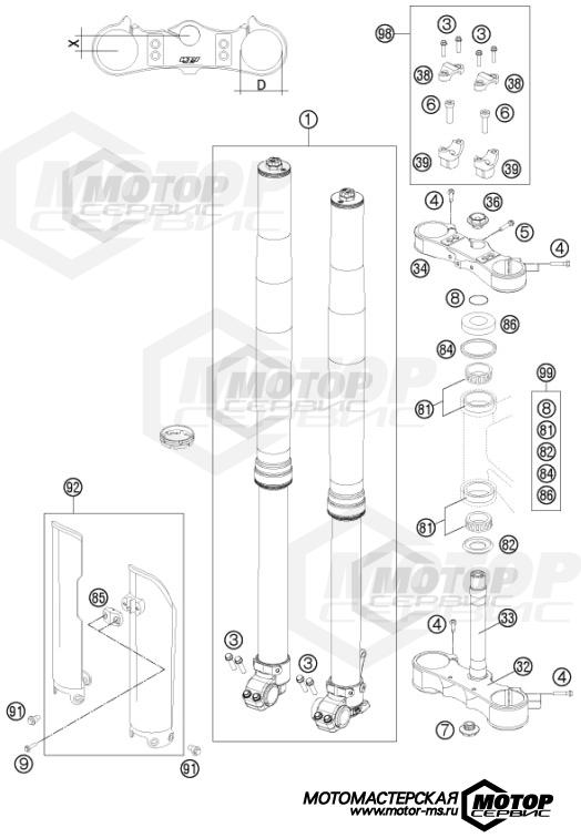 KTM Supermoto 450 SMR 2012 FRONT FORK, TRIPLE CLAMP