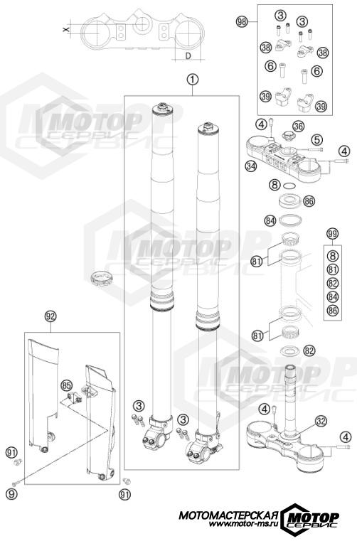 KTM Enduro 250 EXC 2012 FRONT FORK, TRIPLE CLAMP