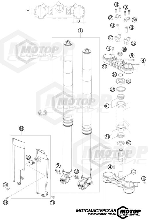 KTM Enduro 200 EXC 2012 FRONT FORK, TRIPLE CLAMP
