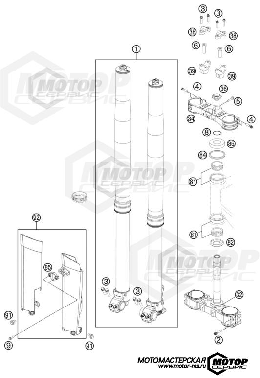 KTM MX 450 SX-F 2012 FRONT FORK, TRIPLE CLAMP