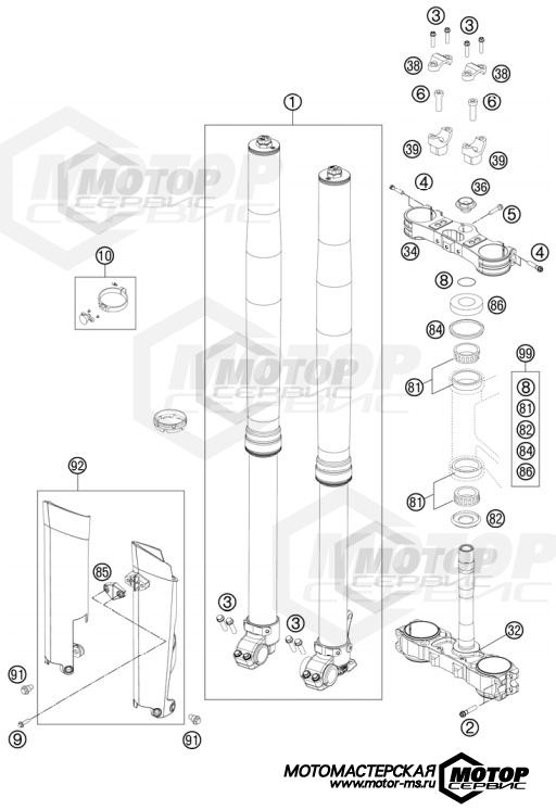 KTM MX 350 SX-F Cairoli Replica 2012 FRONT FORK, TRIPLE CLAMP