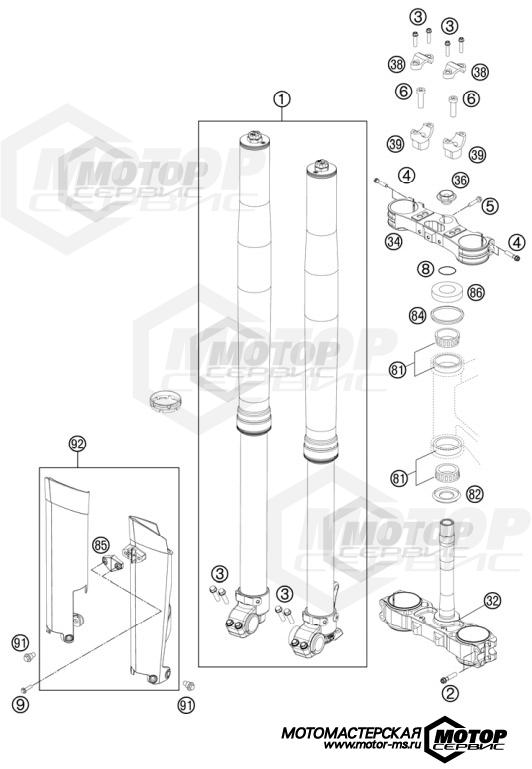 KTM MX 350 SX-F 2012 FRONT FORK, TRIPLE CLAMP