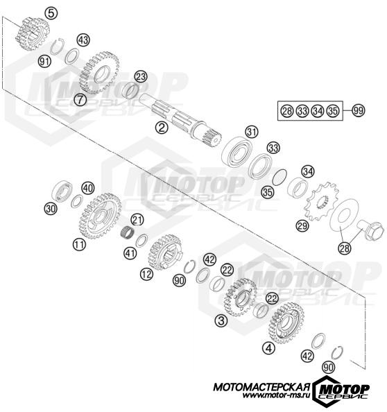 KTM MX 250 SX-F Roczen Replica 2012 TRANSMISSION II - COUNTERSHAFT