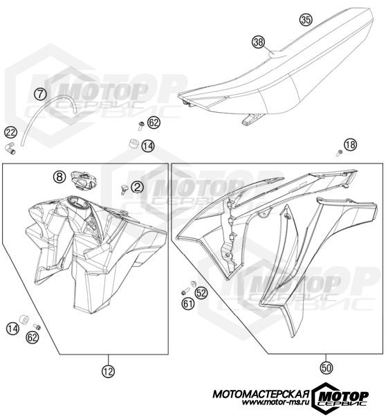 KTM MX 250 SX-F 2012 TANK, SEAT, COVERS