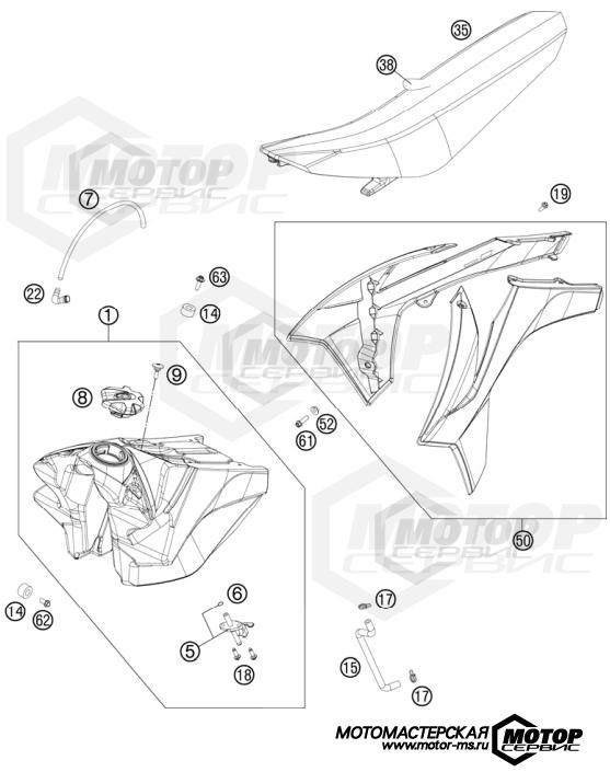 KTM MX 250 SX 2012 TANK, SEAT, COVERS