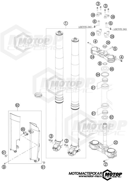 KTM MX 150 SX 2012 FRONT FORK, TRIPLE CLAMP