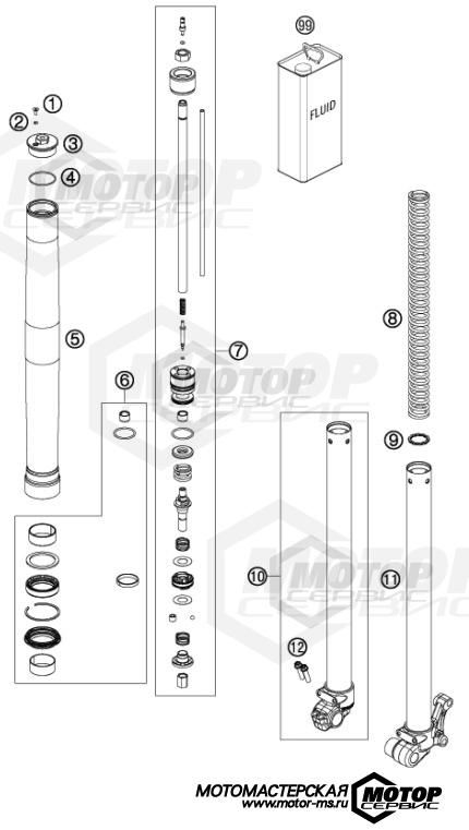 KTM MX 65 SX 2012 FRONT FORK DISASSEMBLED