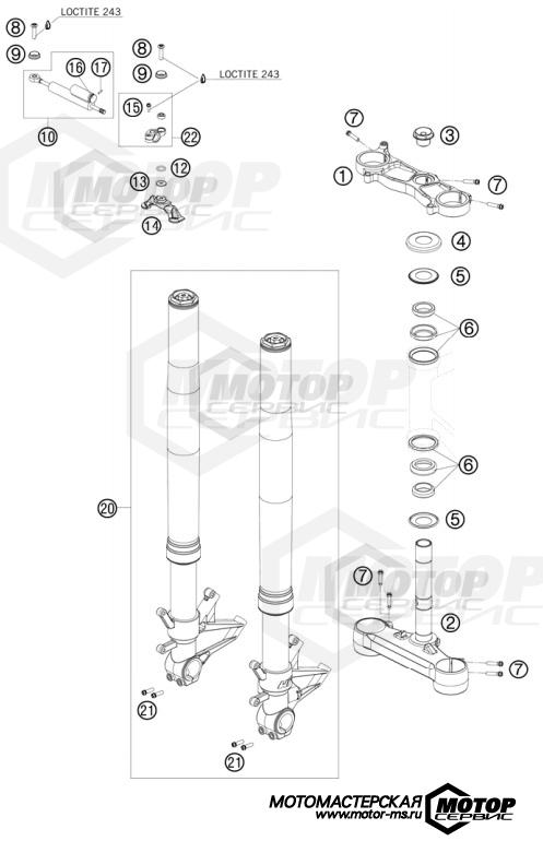 KTM Supersport RC8 R Track 2011 FRONT FORK, TRIPLE CLAMP