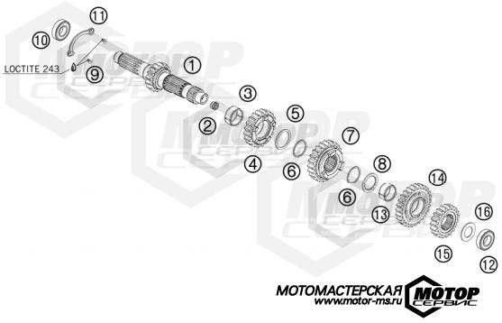 KTM MX 450 SX-F 2011 TRANSMISSION I - MAIN SHAFT