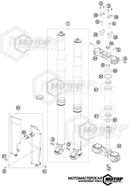 KTM MX 450 SX-F 2011 FRONT FORK, TRIPLE CLAMP