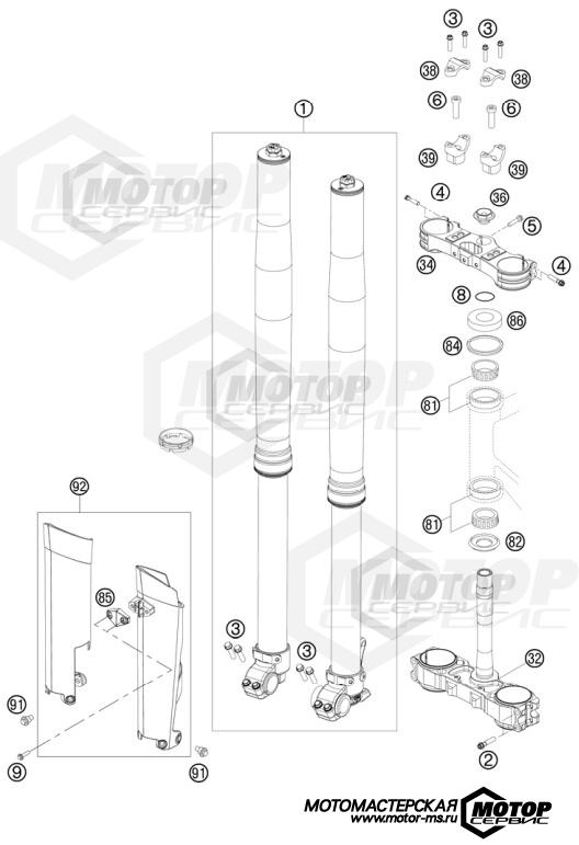 KTM MX 350 SX-F 2011 FRONT FORK, TRIPLE CLAMP