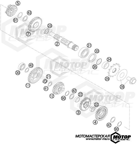 KTM MX 250 SX-F Musquin Replica 2011 TRANSMISSION II - COUNTERSHAFT