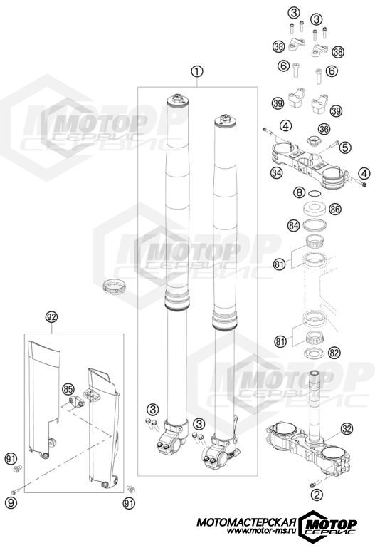 KTM MX 250 SX-F 2011 FRONT FORK, TRIPLE CLAMP